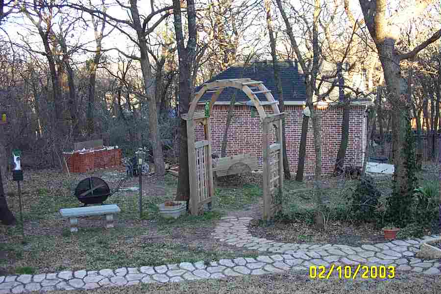 The arbor, path and garden together